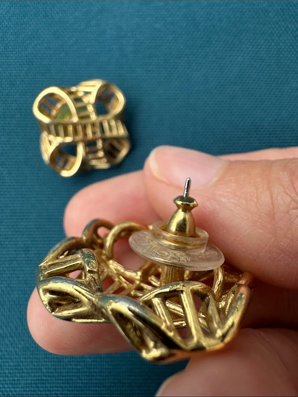 Vintage Monet Gold Tone Sculptural Knot Earrings - Women's Jewelry